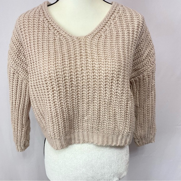 Witty Fox Young Contemporary Taupe Chunky Knit Cropped Sweater Size M #0702 - Picture 1 of 9